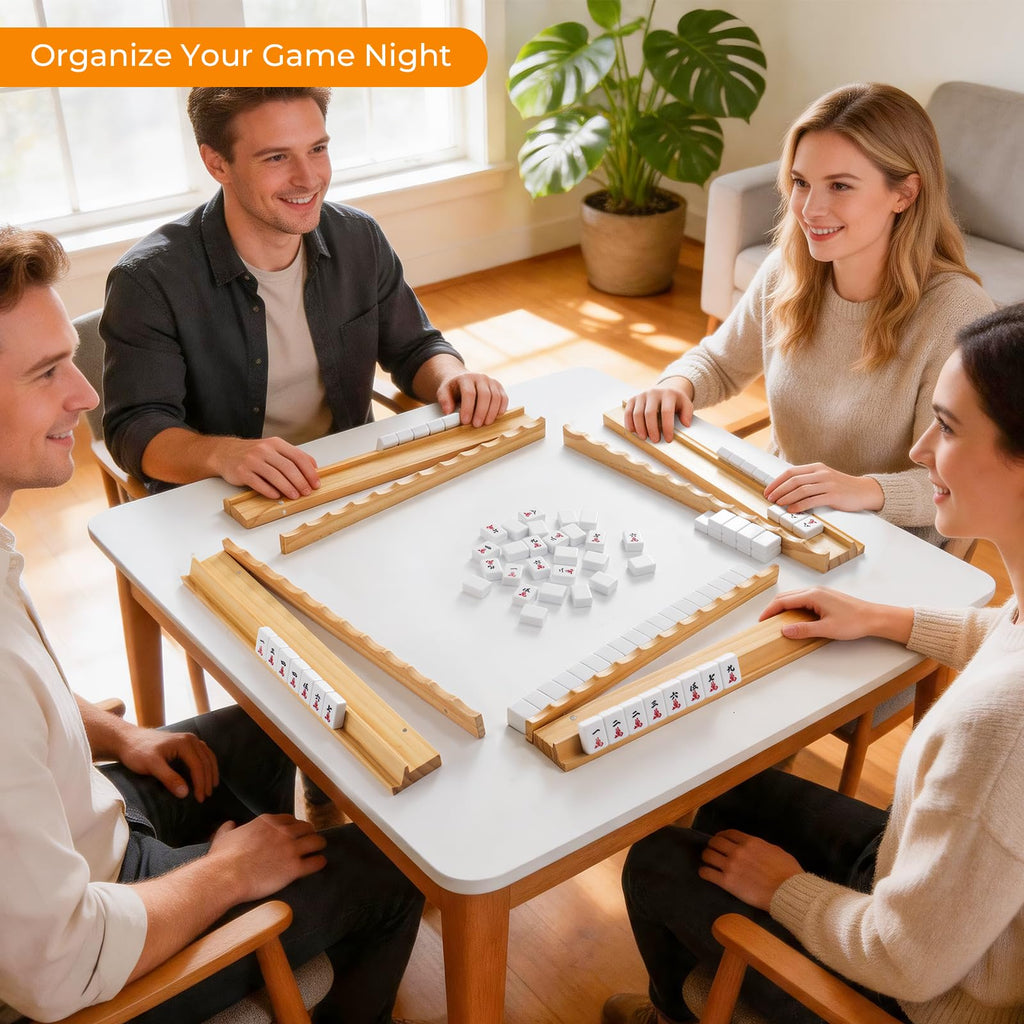 Wooden Mahjong Racks with Magnetic Pushers Set of 4 U67853