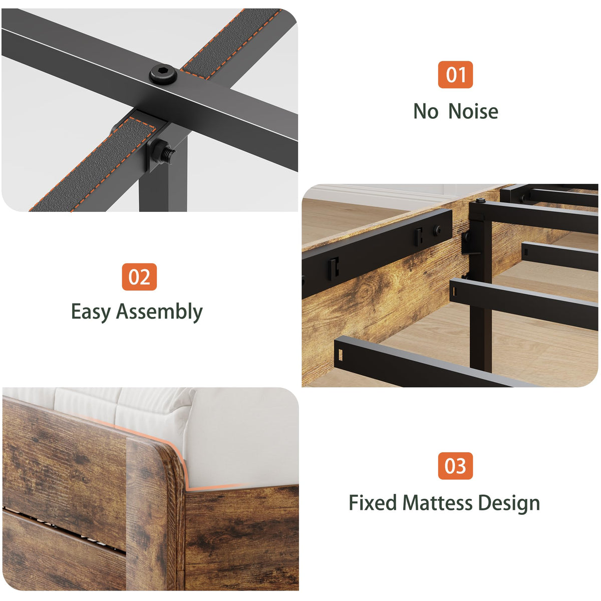 Queen Size Wooden Bed Frame with Storage Drawers A234142