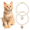 Pink White Pearl Cat Dog Collar A4215