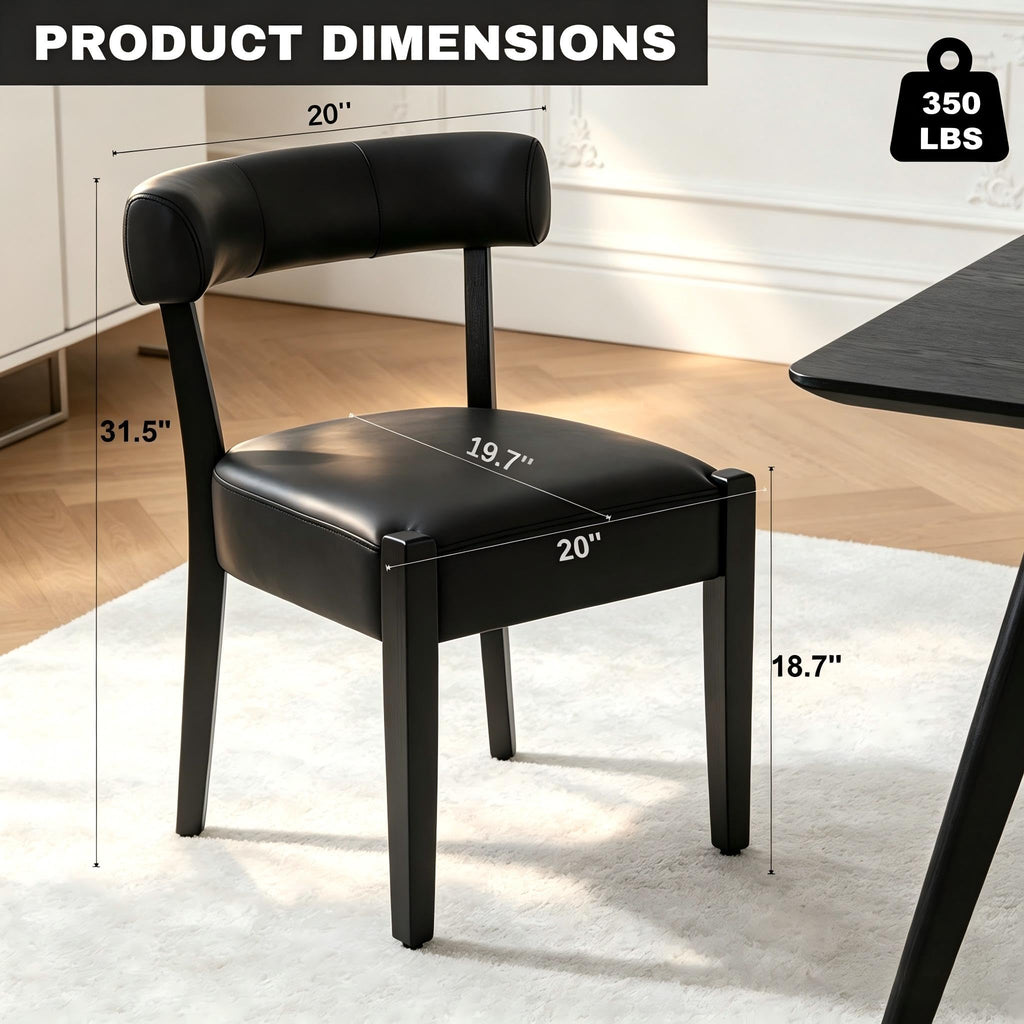 Black Faux Leather Dining Chairs Set of 4 O9652