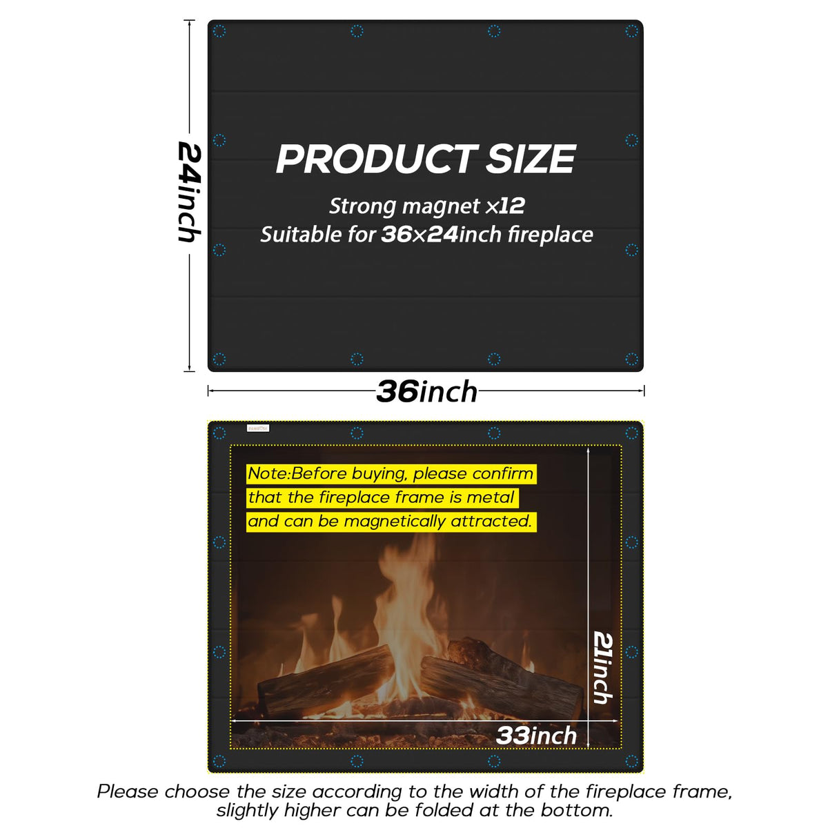 Magnetic Fireplace Cover 36x24 Inch X4718