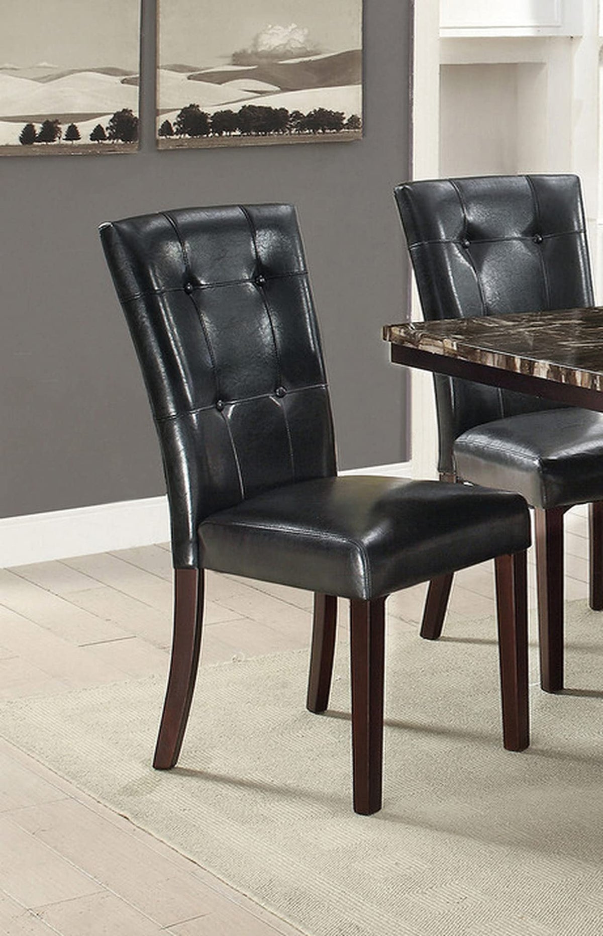 Black Faux Leather Dining Chairs Set of 2 J71849