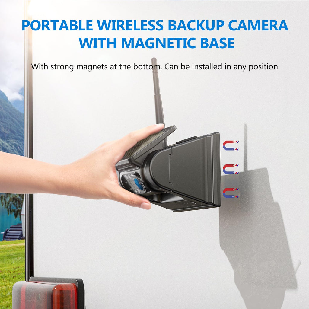 Magnetic Solar Wireless Backup Camera with 7" 1080P Monitor Z265624