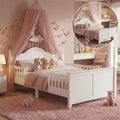 White Twin Bed Frame with Headboard and Rails U466