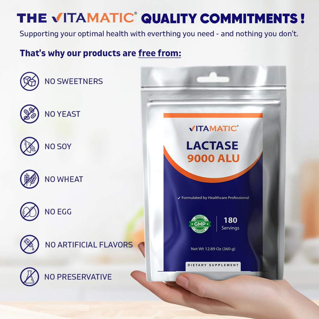 Lactase Enzyme Powder 9000 ALU 180 Servings Non-GMO Gluten Free Q13756
