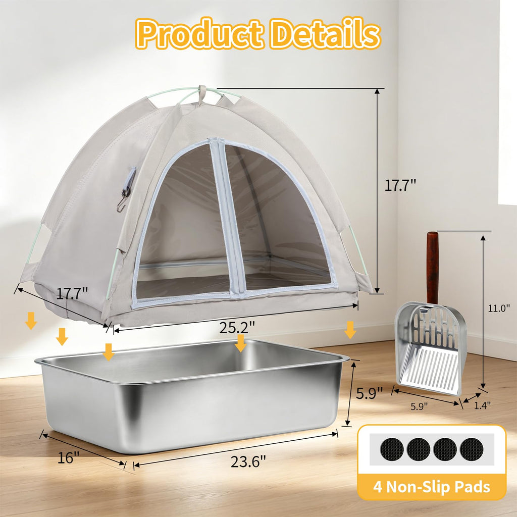 Stainless Steel Extra Large Enclosed Cat Litter Box A179