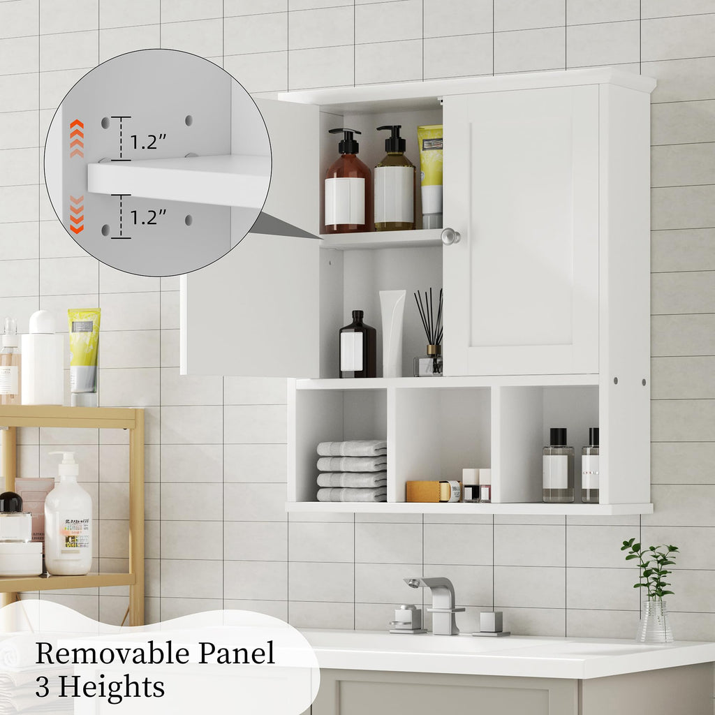 Wall Mounted White Medicine Cabinet with Adjustable Shelf H1616