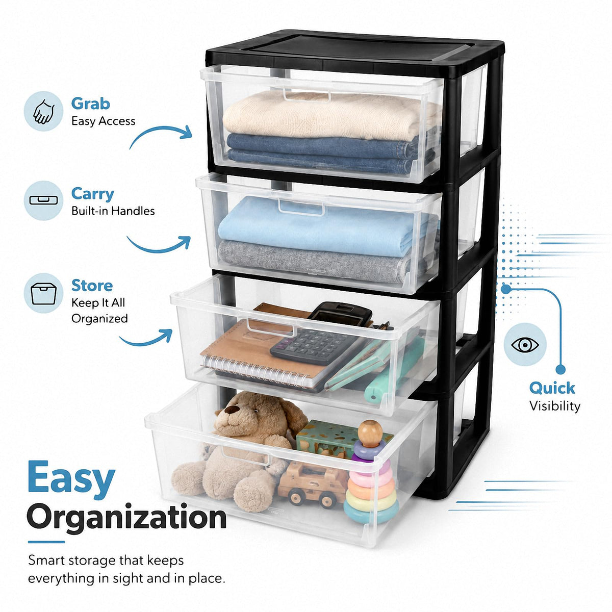 4 Drawer Plastic Storage Tower Organizer Z9802