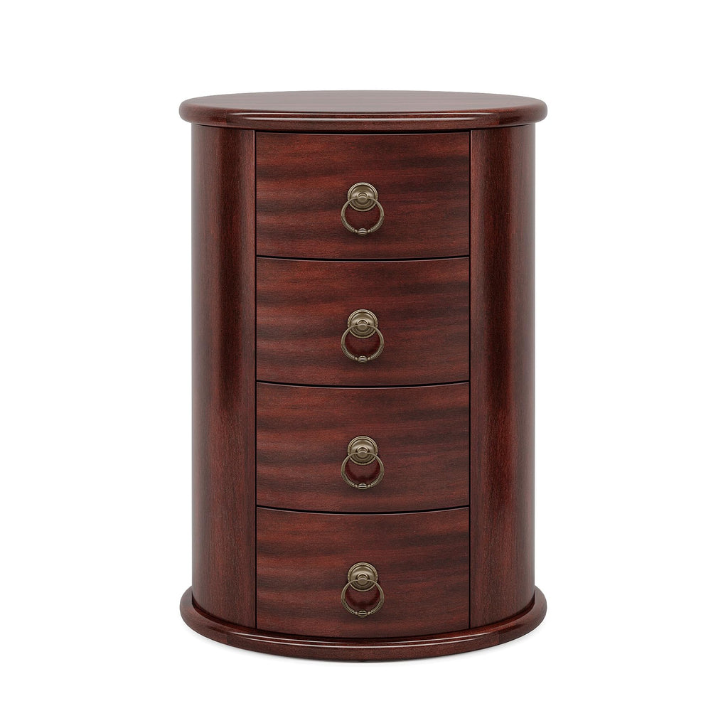 Solid Wood Round End Table with 4 Drawers E6340