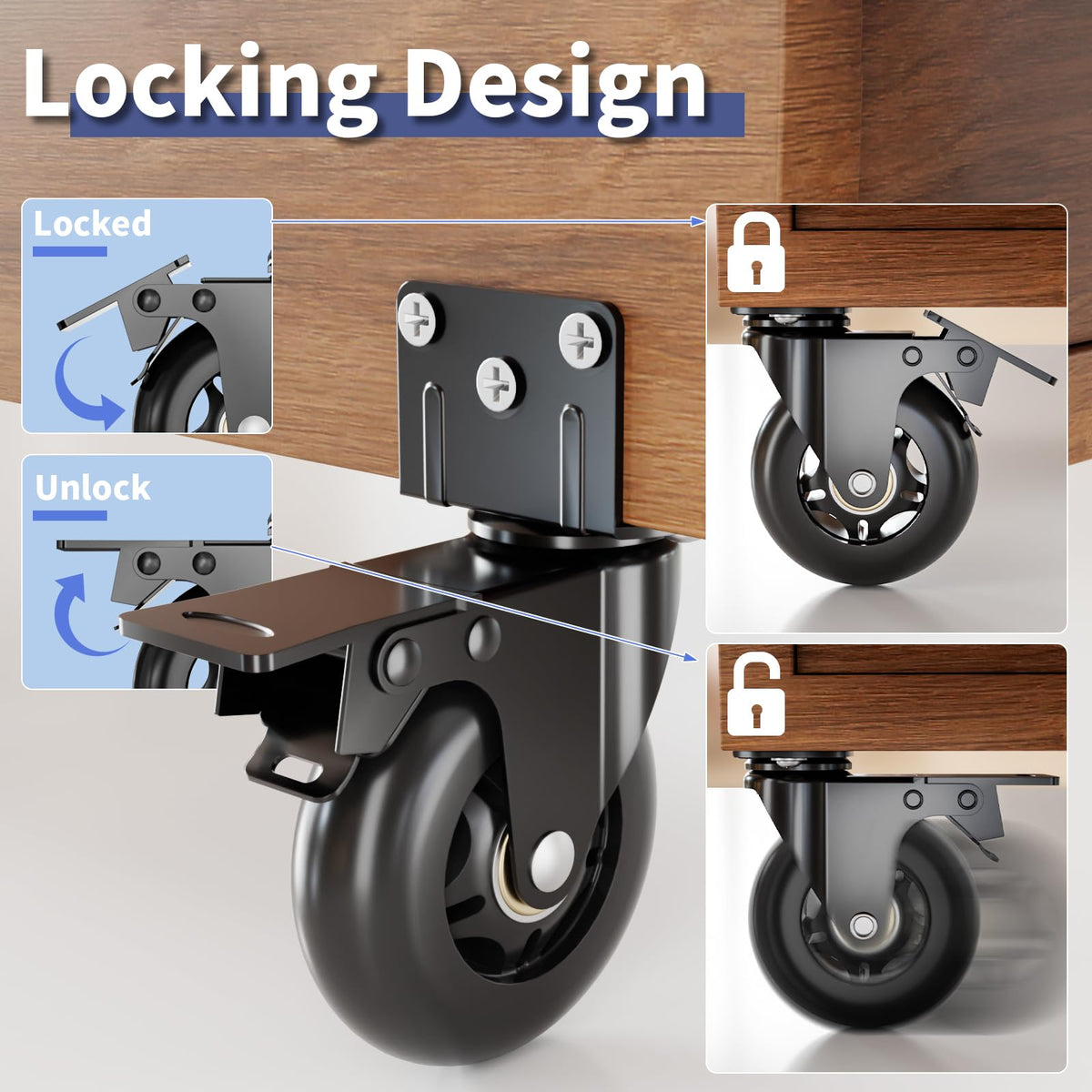 3 in Side Mount Plate Caster Wheels J559