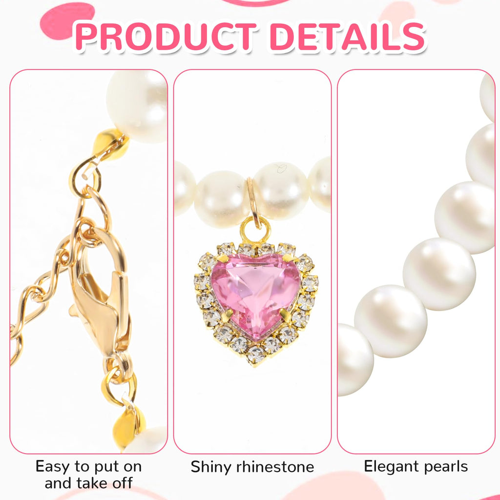 Pink White Pearl Cat Dog Collar A4215