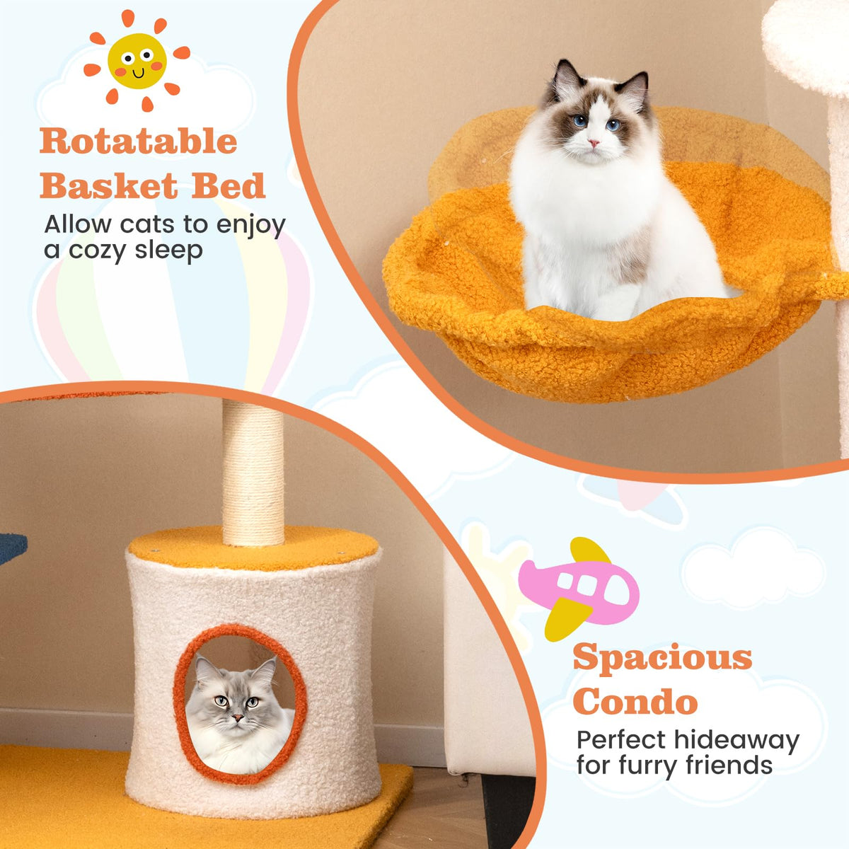 70 inch Multi-Level Cat Tree Tower with Scratching Posts Q478865