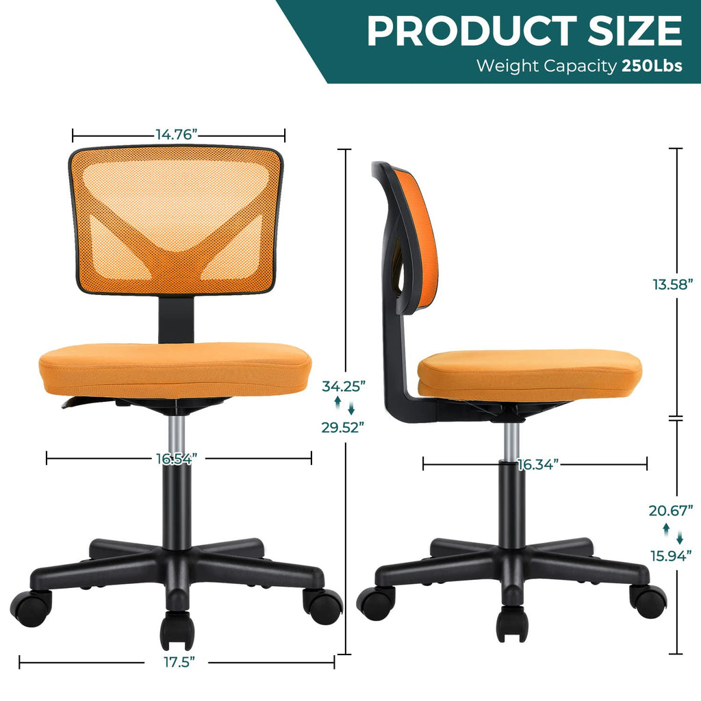 Orange Mesh Ergonomic Adjustable Swivel Rolling Office Chair S607