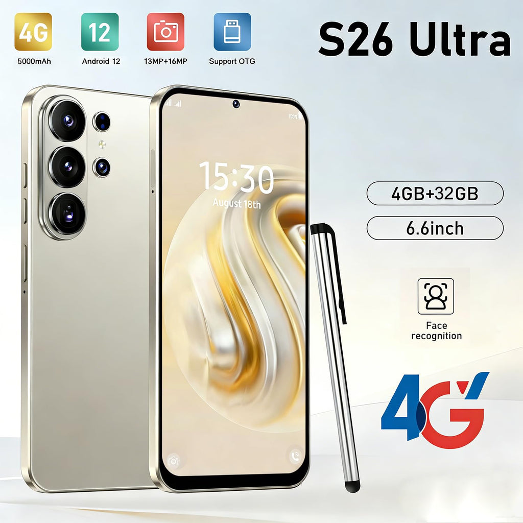Unlocked 4G Smartphone 6.6" HD Display 4GB RAM 32GB ROM Black A93721