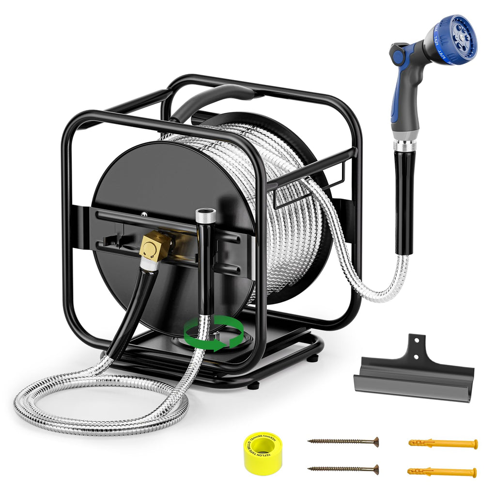 Garden Hose Reel With 100Ft Metal Water Pipe O187