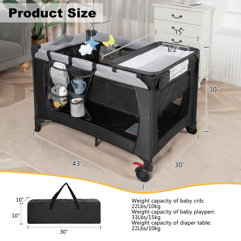 Black Baby Bassinet Playpen D420