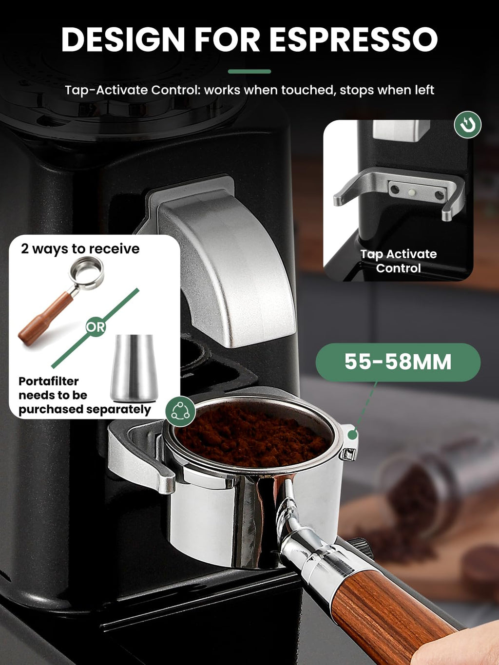 60mm Flat Burr Coffee Grinder F172