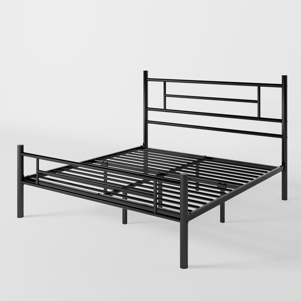 Full Size Black Metal Bed Frame with Headboard and Footboard G111
