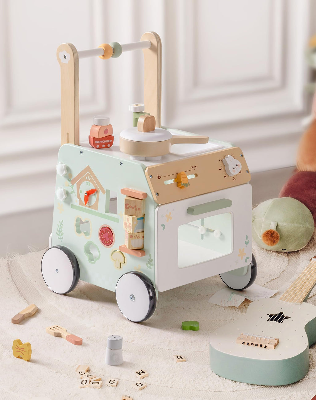 Wooden Baby Push Walker with Decelerator V5119