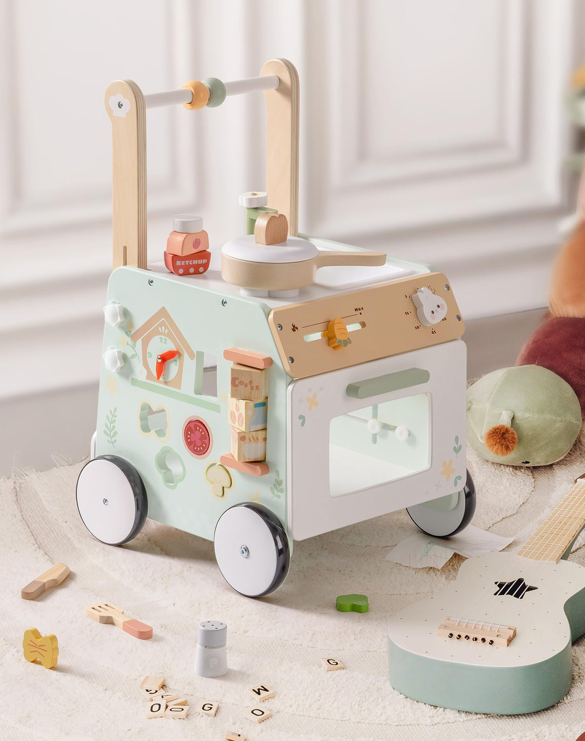 Wooden Baby Push Walker with Decelerator V5119