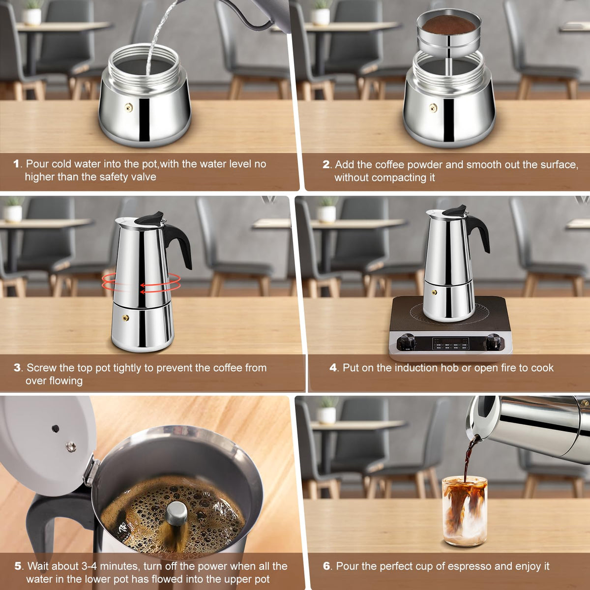 12 Cup Stainless Steel Stovetop Espresso Moka Pot 600ml Y49441