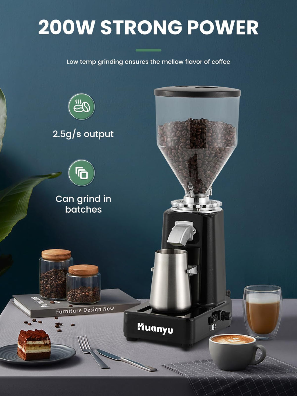 60mm Flat Burr Coffee Grinder F172