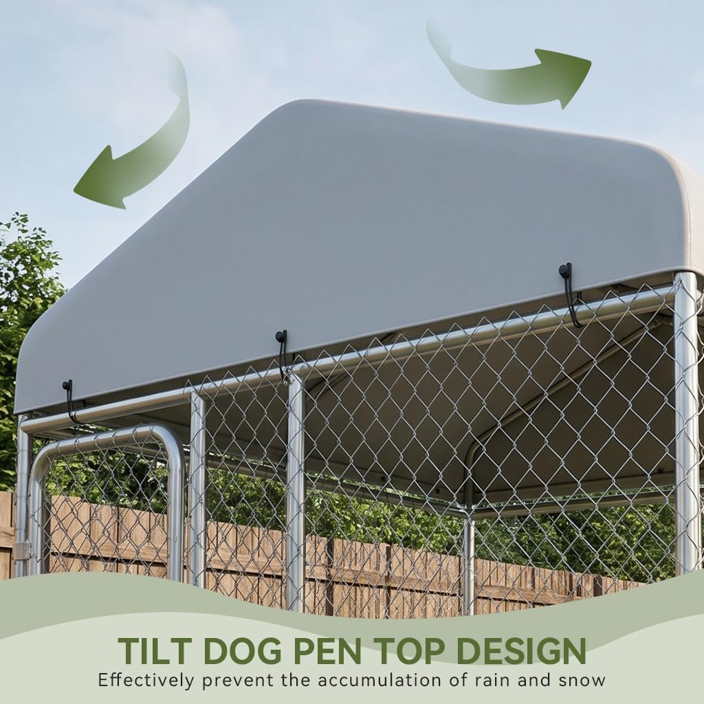 7.5x7.5ft Metal Dog Kennel with Roof V875