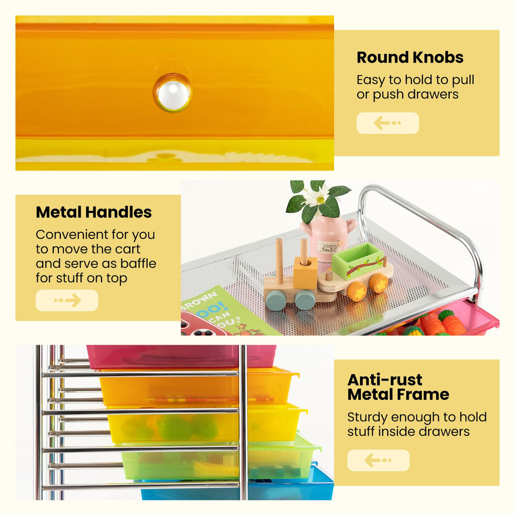 12 Drawer Rolling Storage Cart with Lockable Wheel H408