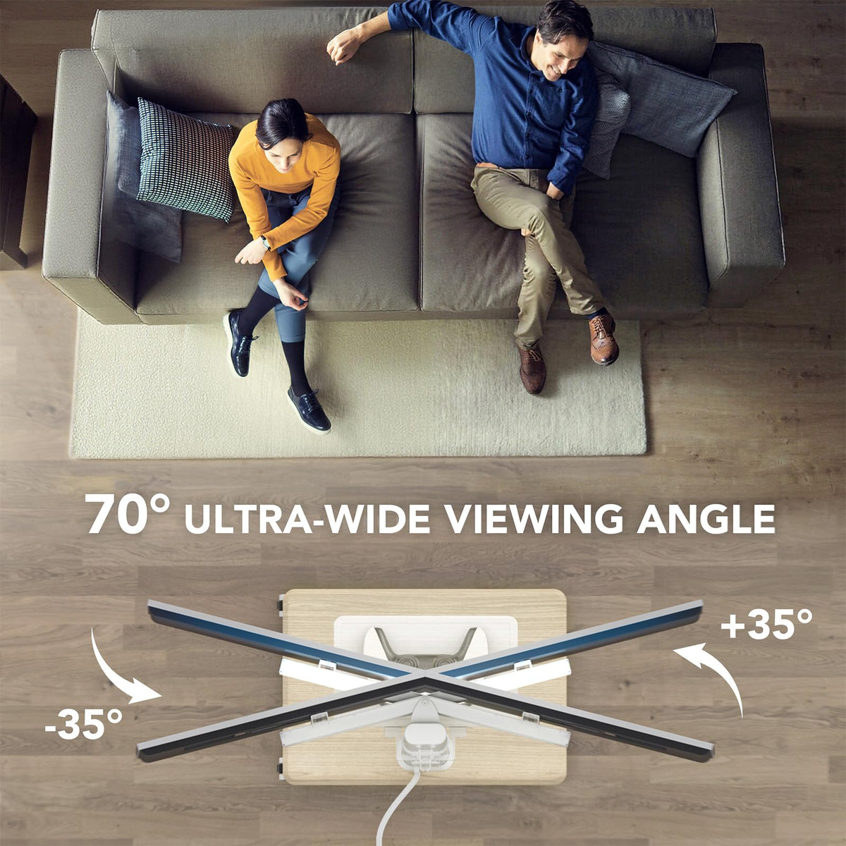 Mobile TV Stand with Power Outlets & Shelf, 27-65 Inch Swivel Height Adjustable White A7173