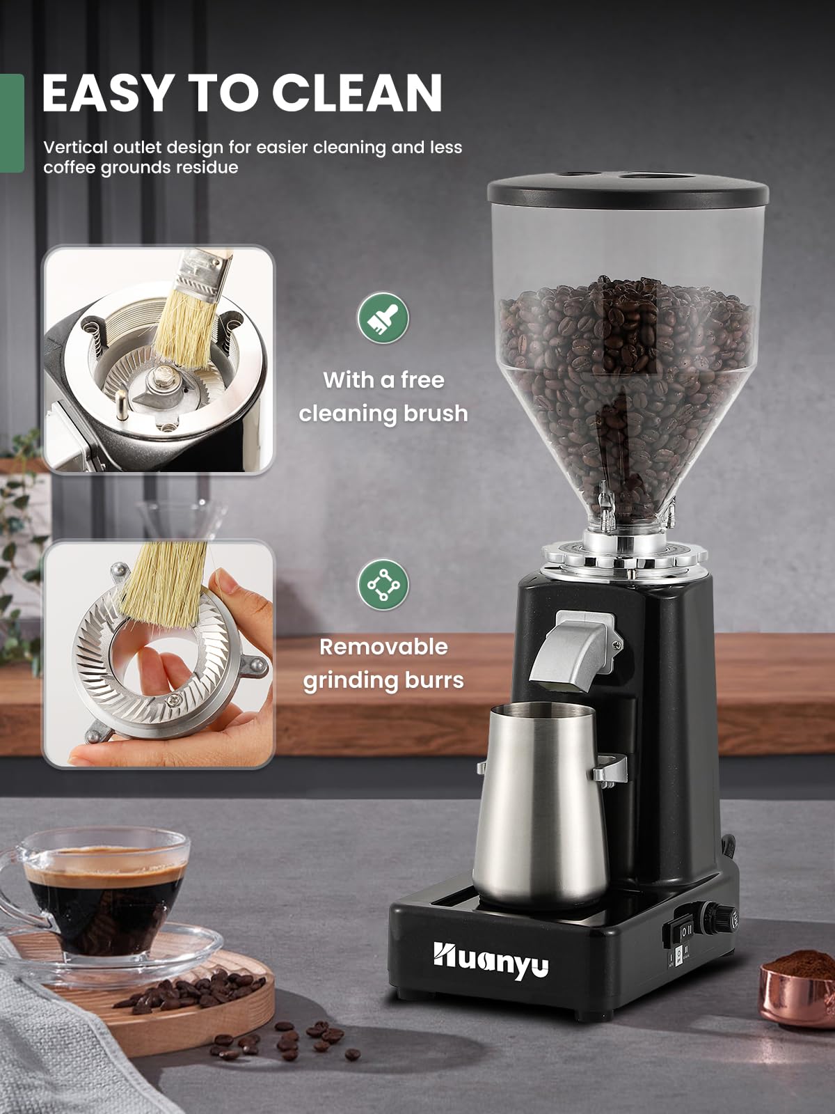 60mm Flat Burr Coffee Grinder F172