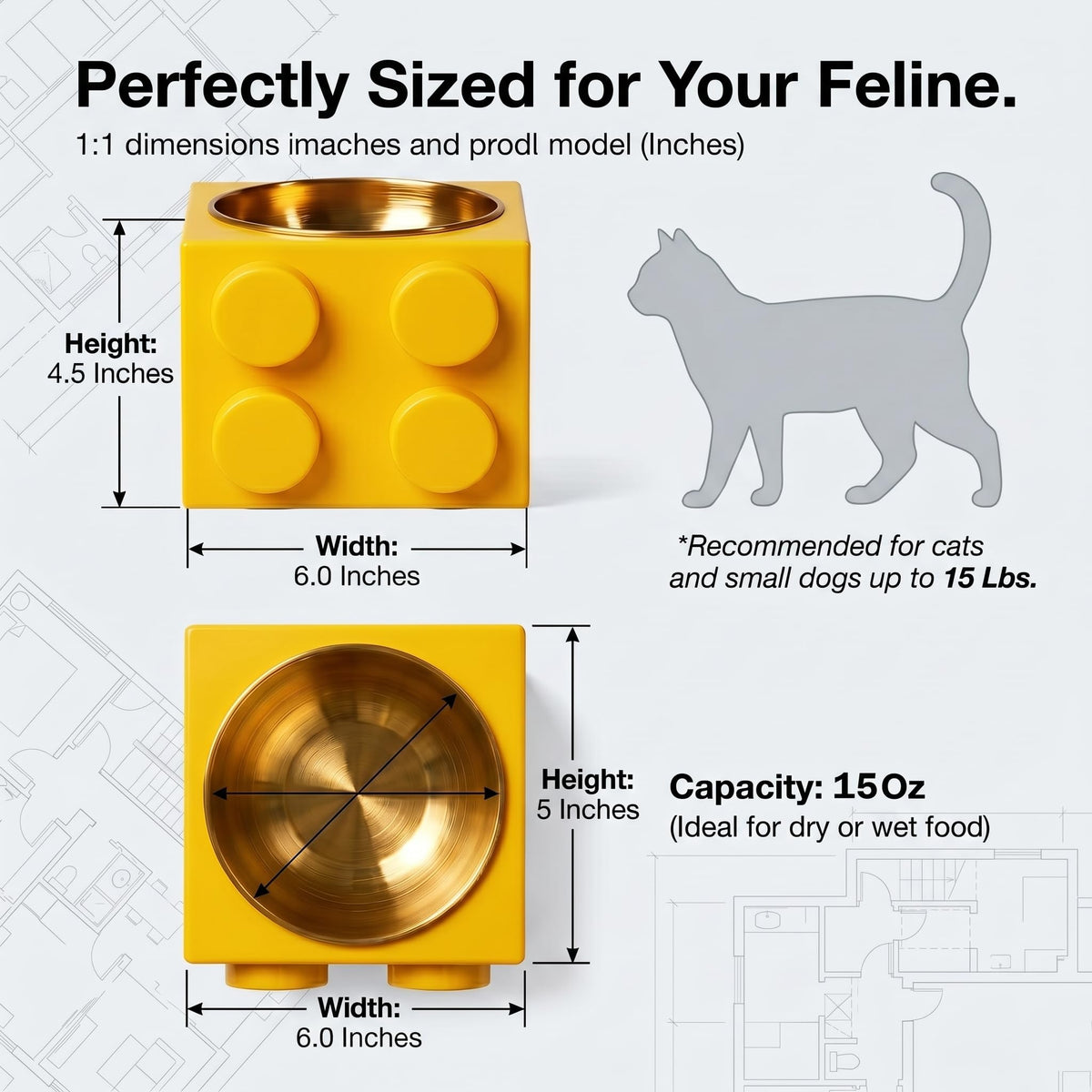 Elevated Cat Dog Bowl Set Stainless Steel Non-Slip D675210
