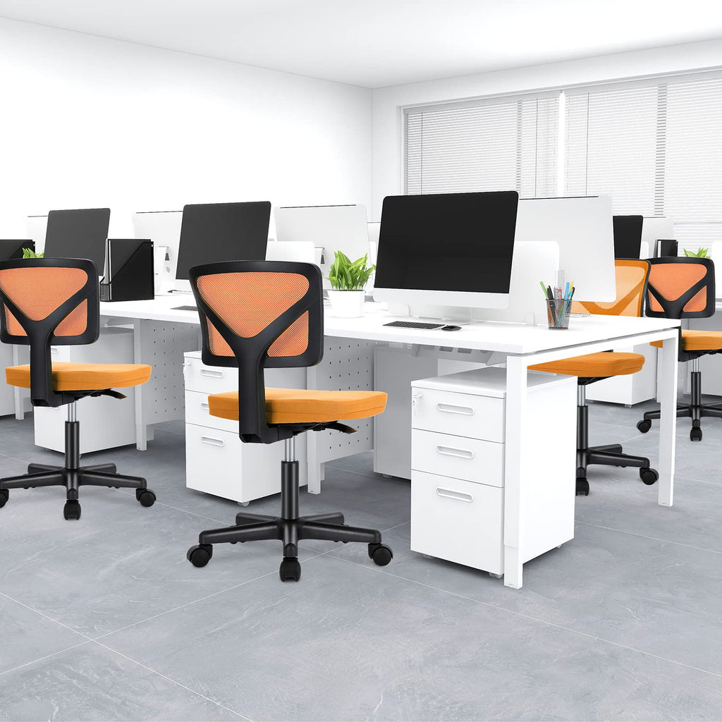 Orange Mesh Ergonomic Adjustable Swivel Rolling Office Chair S607
