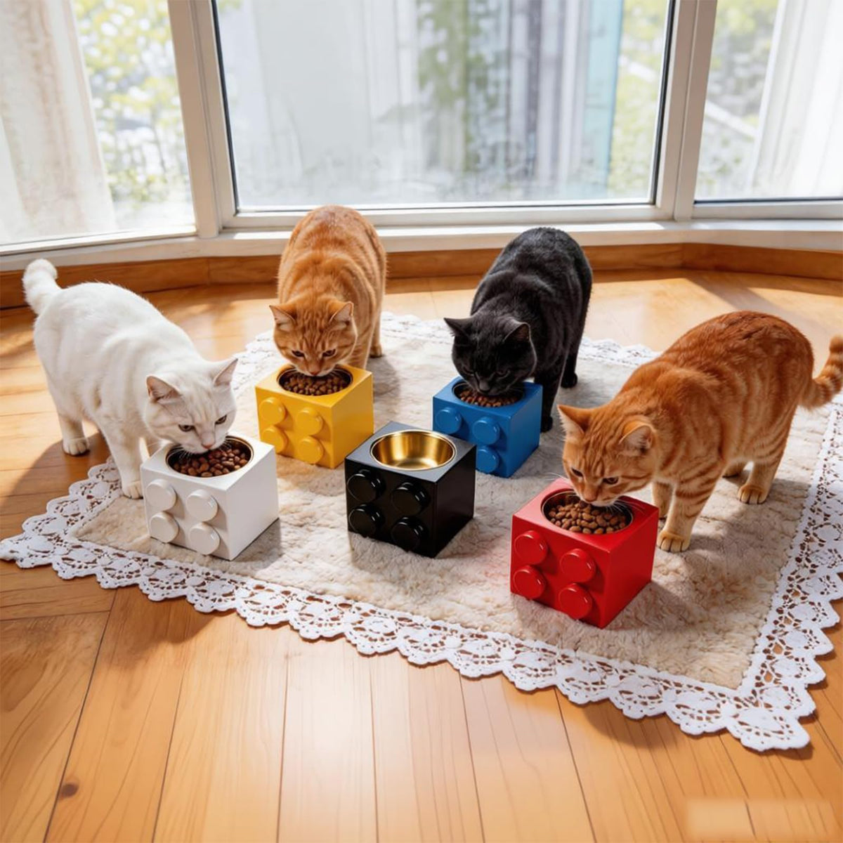 Elevated Cat Dog Bowl Set Stainless Steel Non-Slip D675210