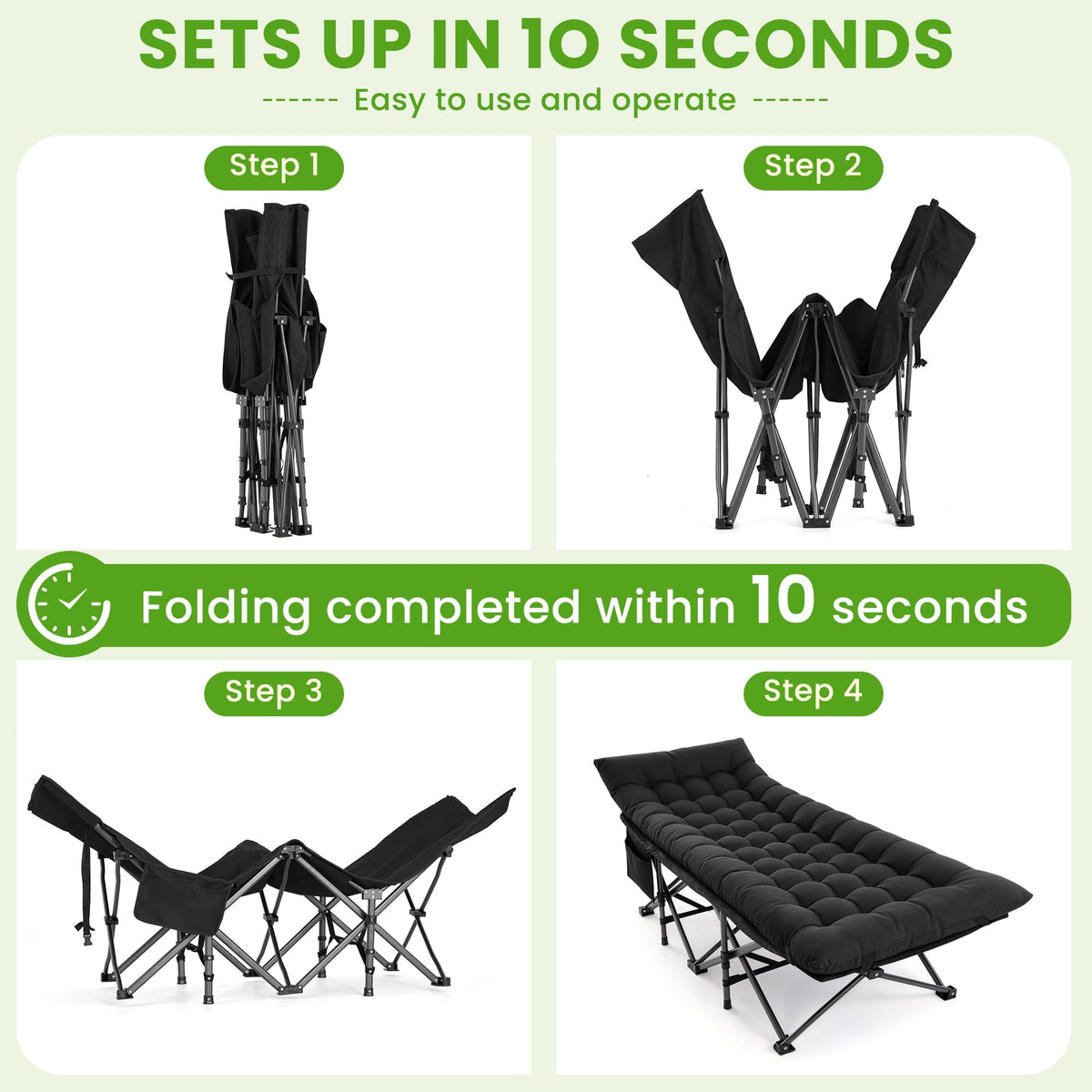 Folding Camping Cot with Carry Bag & Mattress E8104