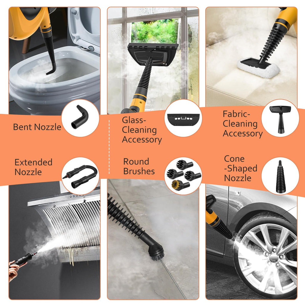 Pressurized Handheld Multi-Surface Natural Steam Cleaner with 12 pcs Accessories X574