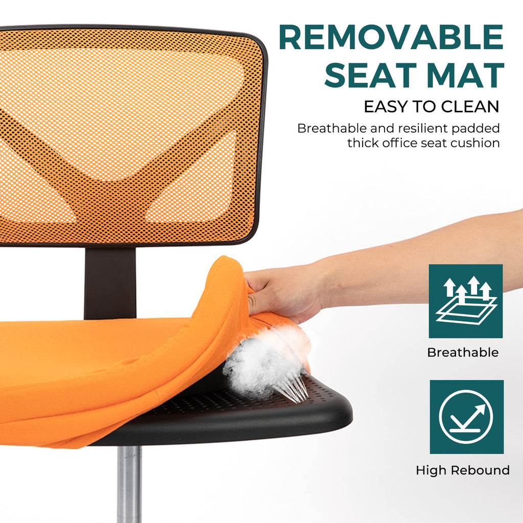 Orange Mesh Ergonomic Adjustable Swivel Rolling Office Chair S607