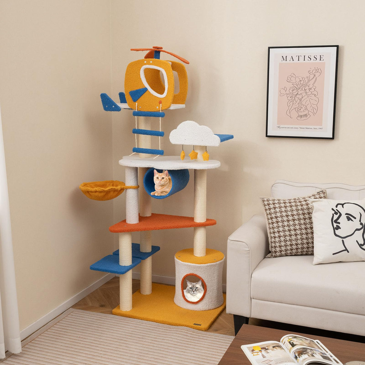 70 inch Multi-Level Cat Tree Tower with Scratching Posts Q478865