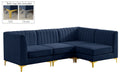 Navy Velvet Modular Sectional with Deep Channel Tufting Q48252