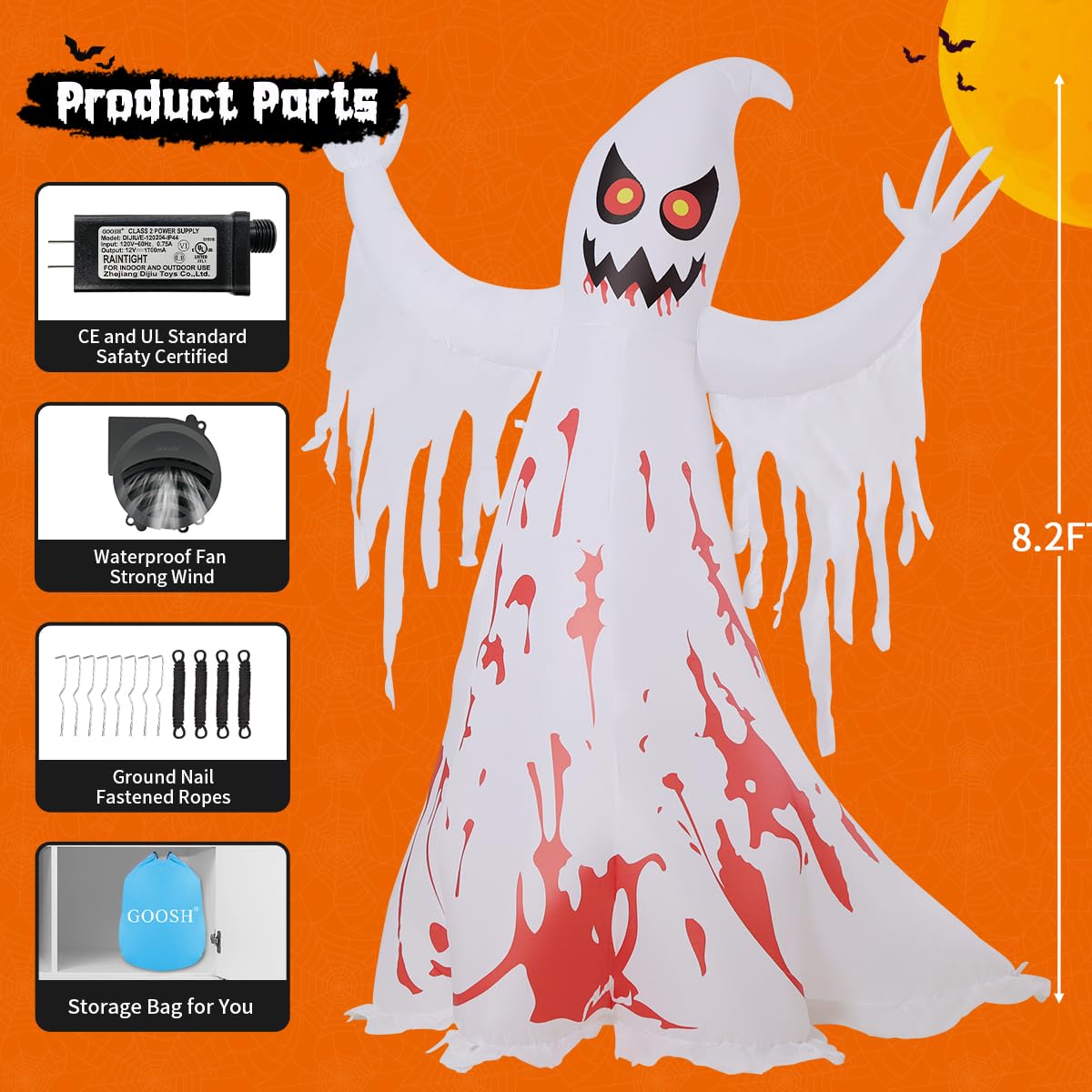 8.2 FT Inflatable Ghost with LED Lights G54501