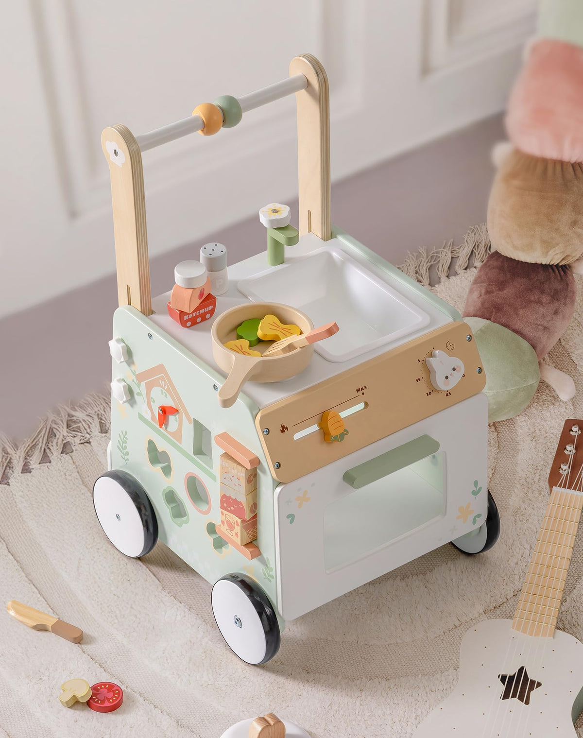 Wooden Baby Push Walker with Decelerator V5119