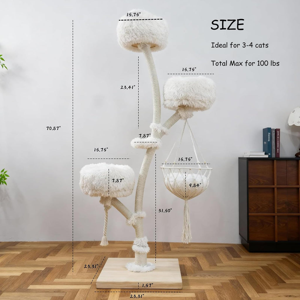 70" Multi-Level Cat Tree Tower with Plush Perches and Sisal Scratching Posts V6259