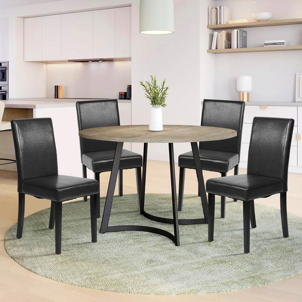 Black Faux Leather Upholstered Dining Chairs Set of 4 V1438