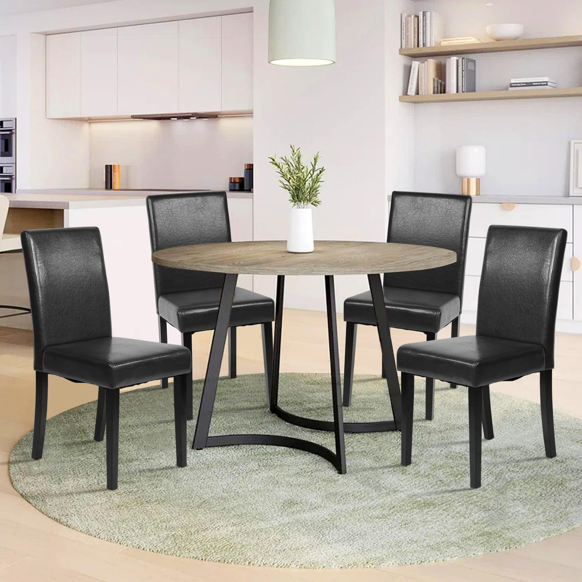 Black Faux Leather Upholstered Dining Chairs Set of 4 V1438
