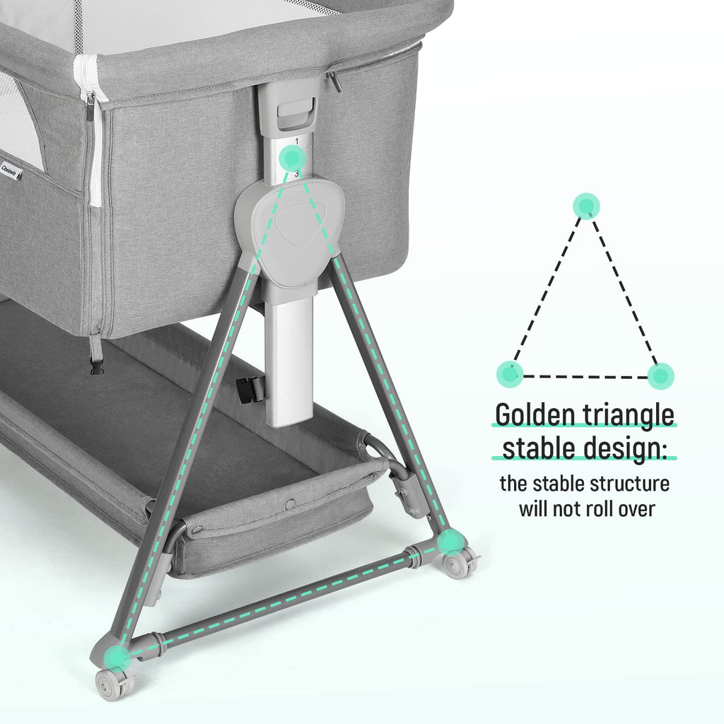 Baby Bassinet with 7 Adjustable Height, Breathable Mesh & Mattress S586