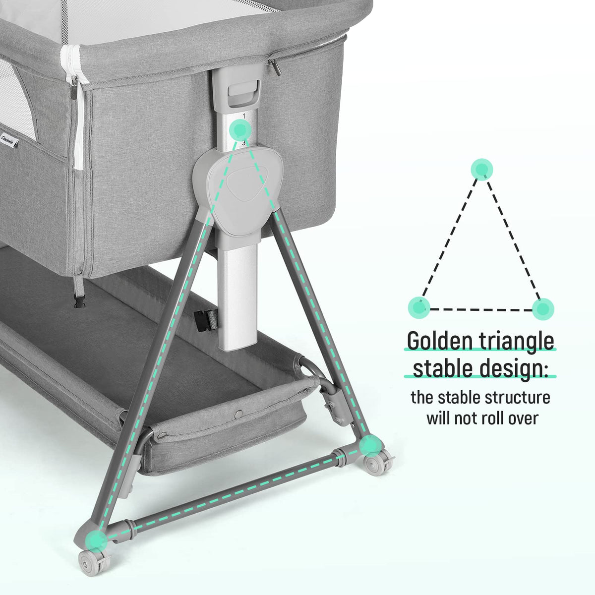 Baby Bassinet with 7 Adjustable Height, Breathable Mesh & Mattress S586