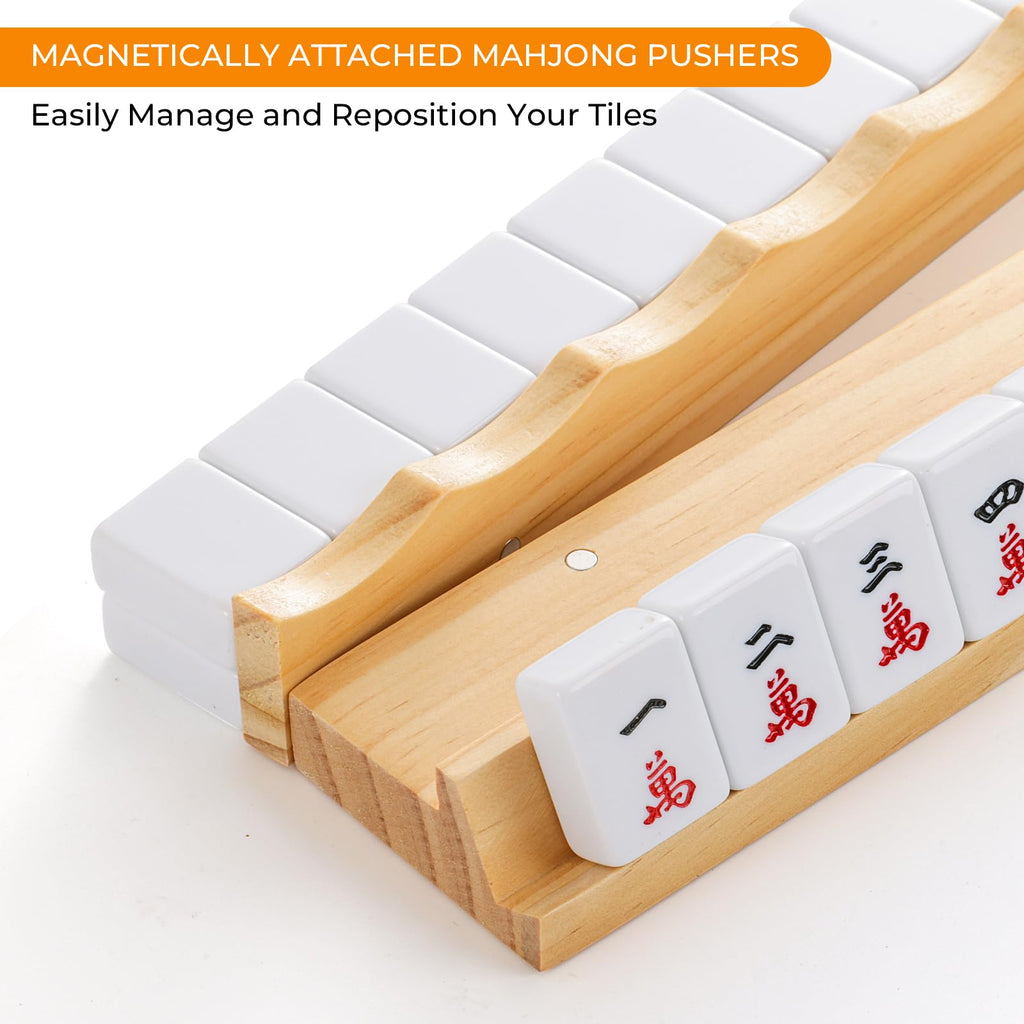 Wooden Mahjong Racks with Magnetic Pushers Set of 4 U67853