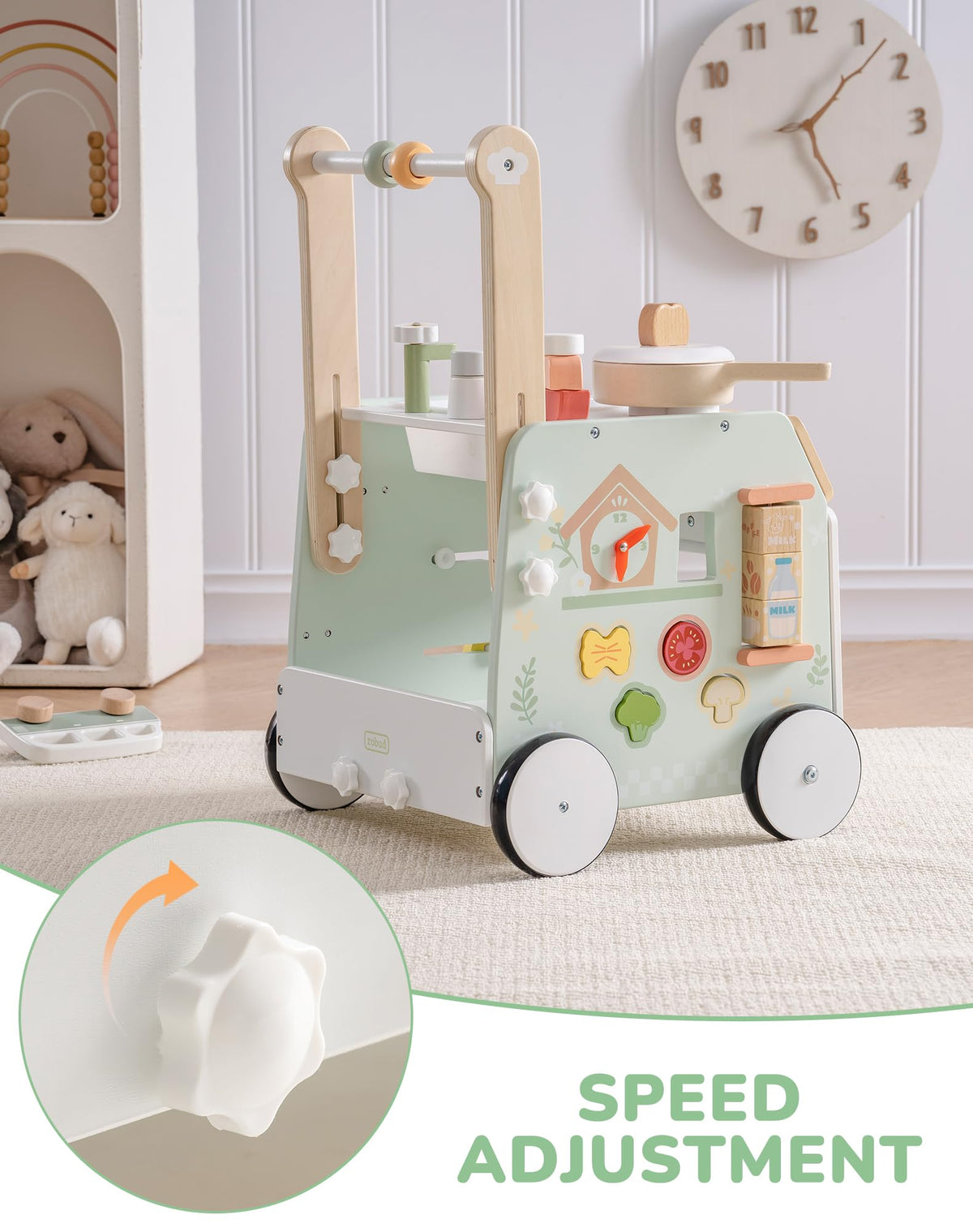 Wooden Baby Push Walker with Decelerator V5119