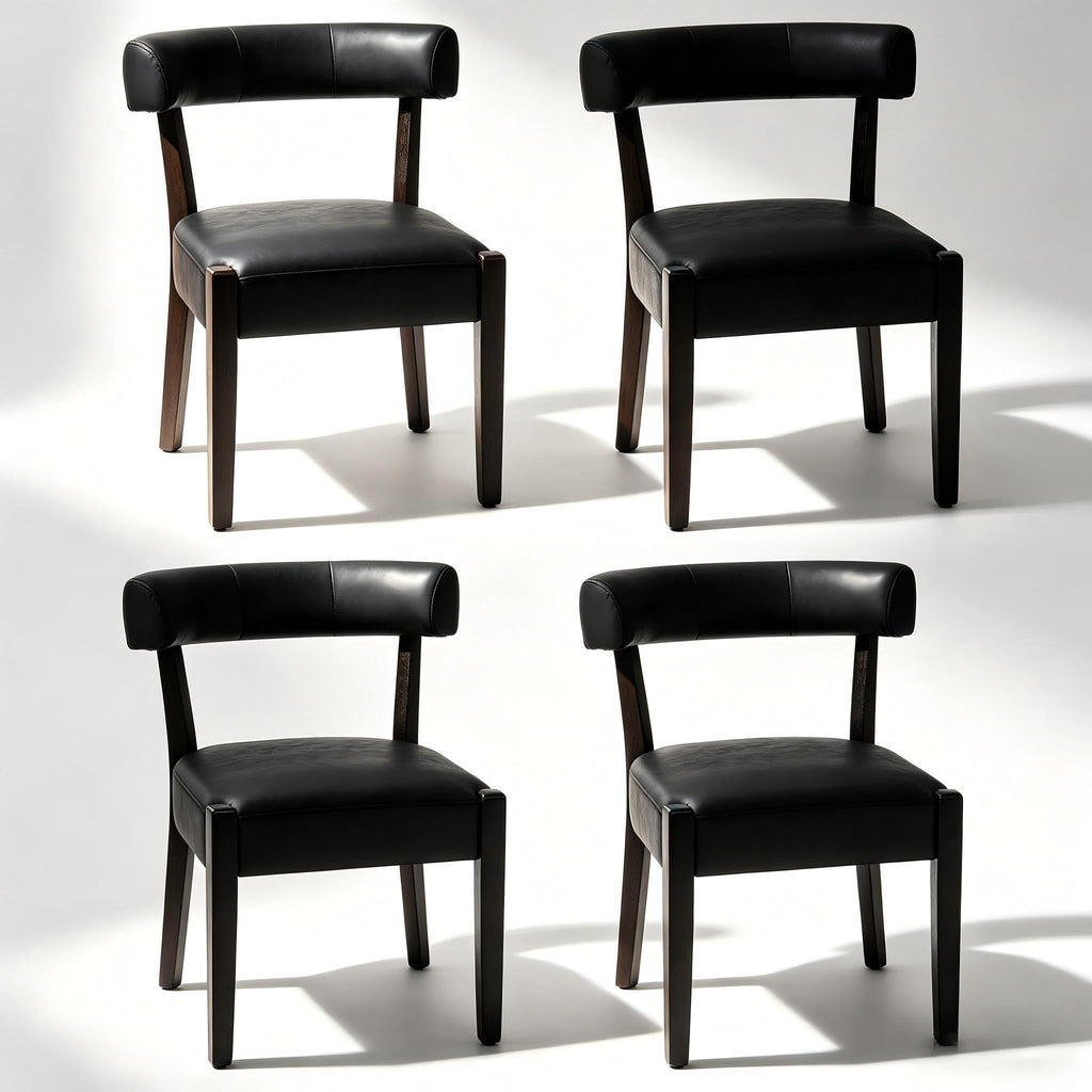 Black Faux Leather Dining Chairs Set of 4 O9652