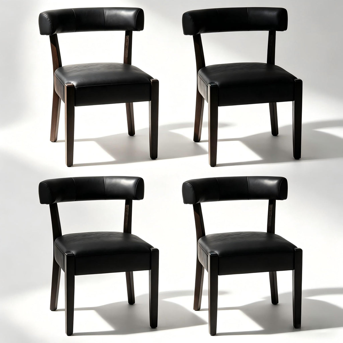 Black Faux Leather Dining Chairs Set of 4 O9652