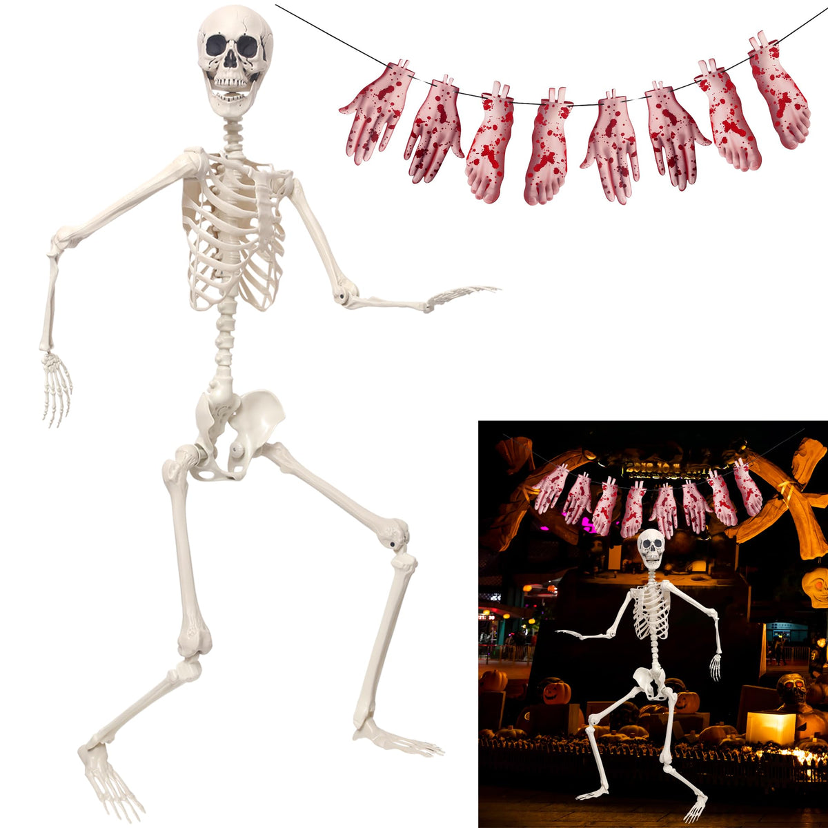 5.4Ft Poseable Skeleton Plastic Human Bones K720846